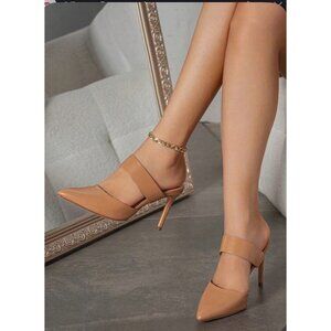 LuLu’s Tan Pointed Toe Faux Leather Pumps Size 8 1/2 NWOT